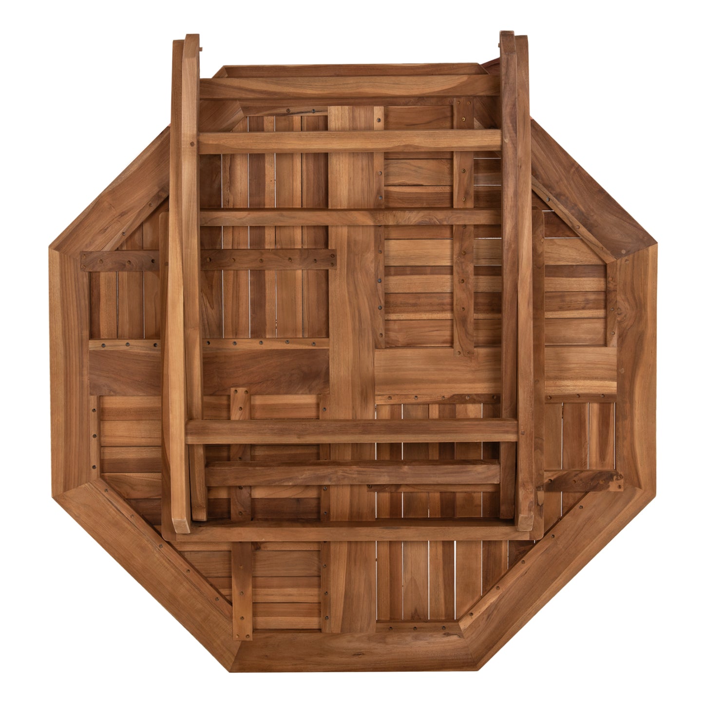 Outdoor Dining Set 5pcs Foldable Kendall Hm11950 Solid Teak Wood In Natural Color