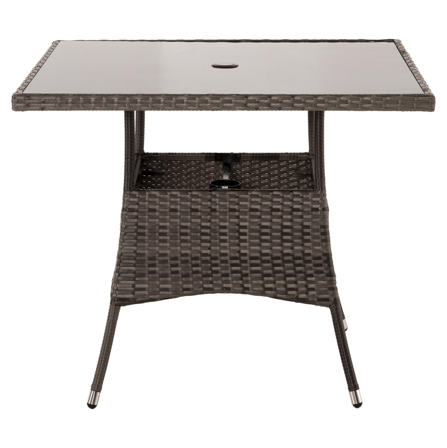 Outdoor Dining Set 5pcs Hm5965 Brown Rattan-metal Frame-glass Tabletop