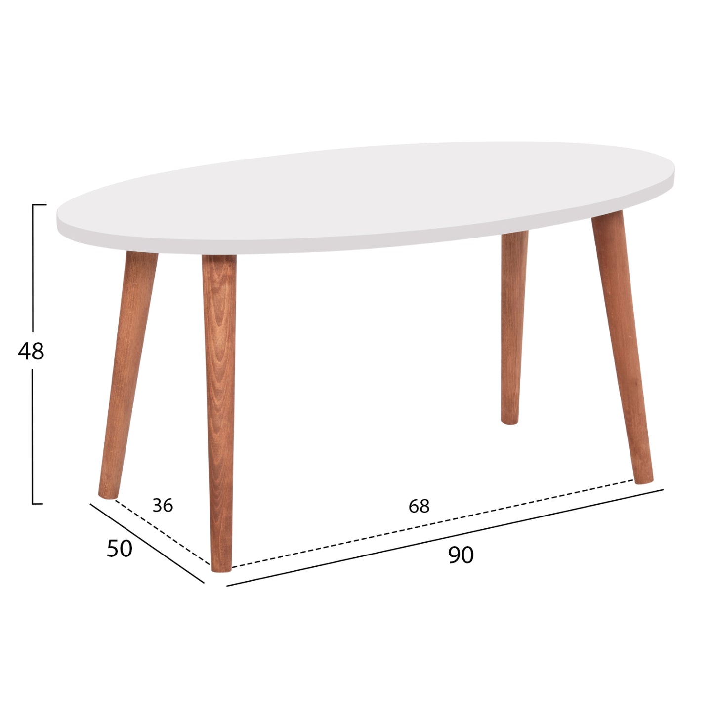 Set Of Coffee Table & 3 Side Tables Vital Hm18180.01 Melamine In White-wooden Legs In Sonama