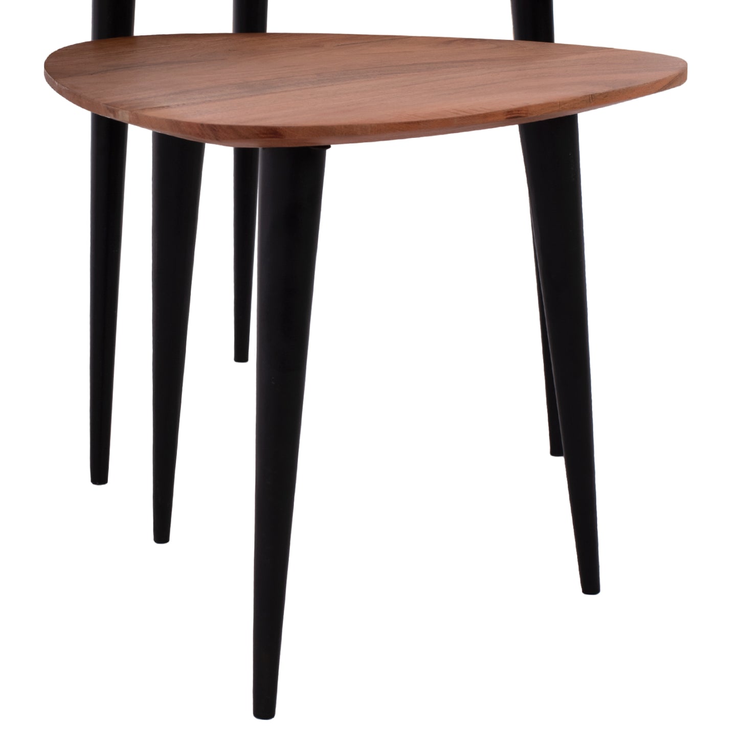 3 Nesting Tables Emiliano Hm9256 Acacia Wood With Metal Black Legs 69,5x67x46h Cm.