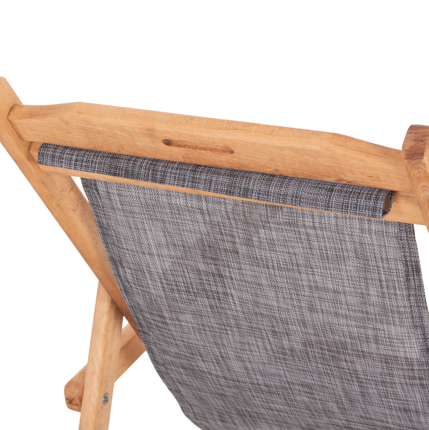 Beach Chair With Arms & Grey Textilene Limnos Hm11708.10t Beech Wood In Walnut 62.5x97x105hcm.