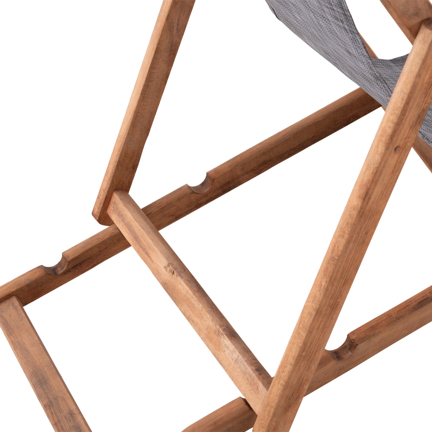 Beach Chair With Textilene Fabric In Grey Limnos Hm11707.10t Beech Wood In Walnut 55.5x97x105h