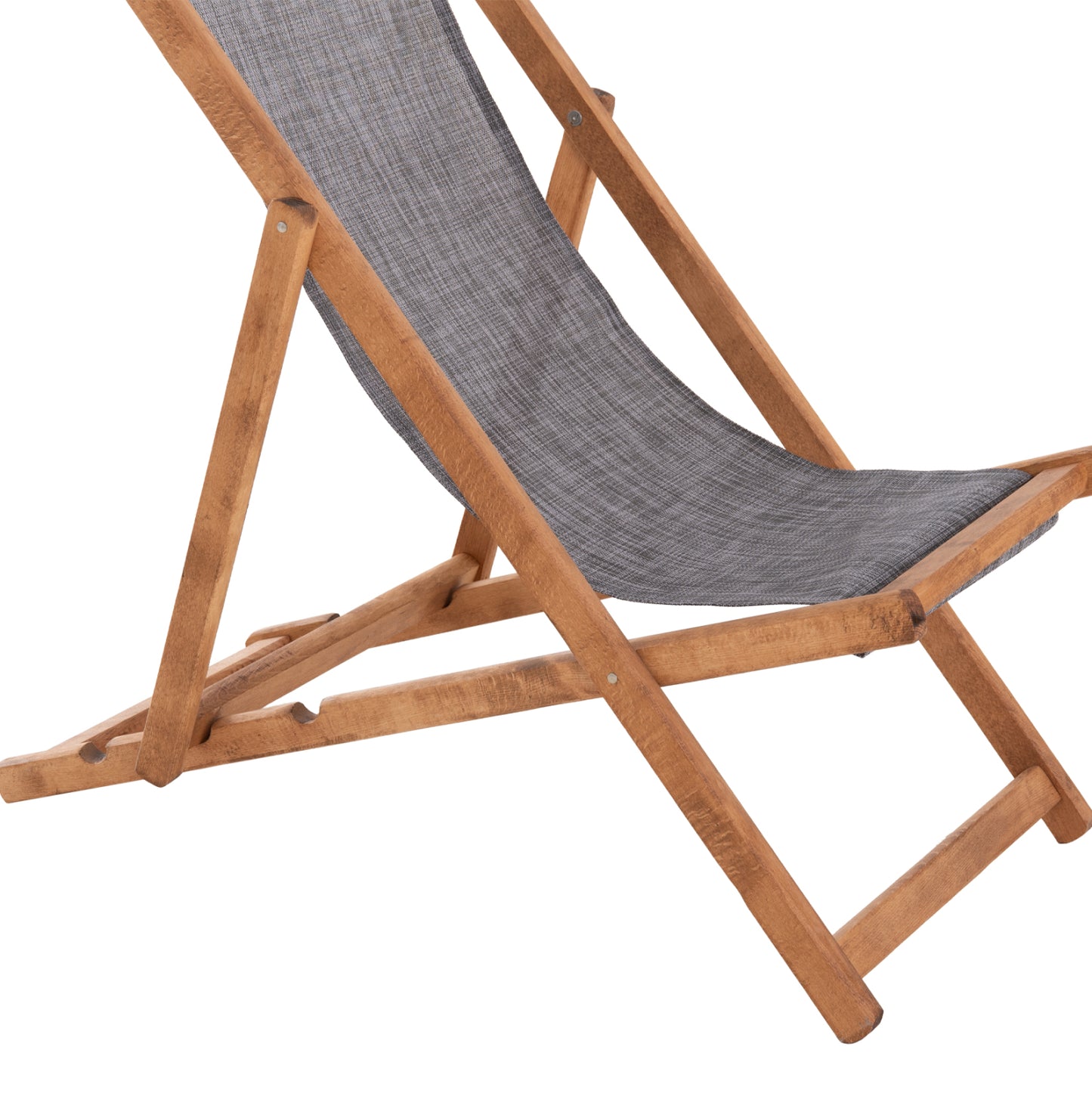Beach Chair With Textilene Fabric In Grey Limnos Hm11711.10t Beech Wood In Natural 55.5x97x105h