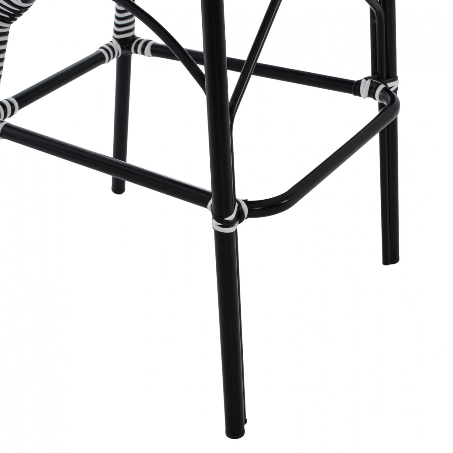 Aluminum Stool Bamboo Look With Wicker Black White Hm5794.02 56x60x126 Cm.