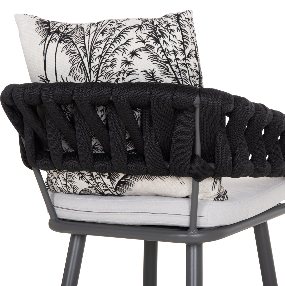 Bar Stool Aluminum Camden Hm6142.01 Grey With Ecru Back Cushion With Print Pattern 56x63x110hcm.