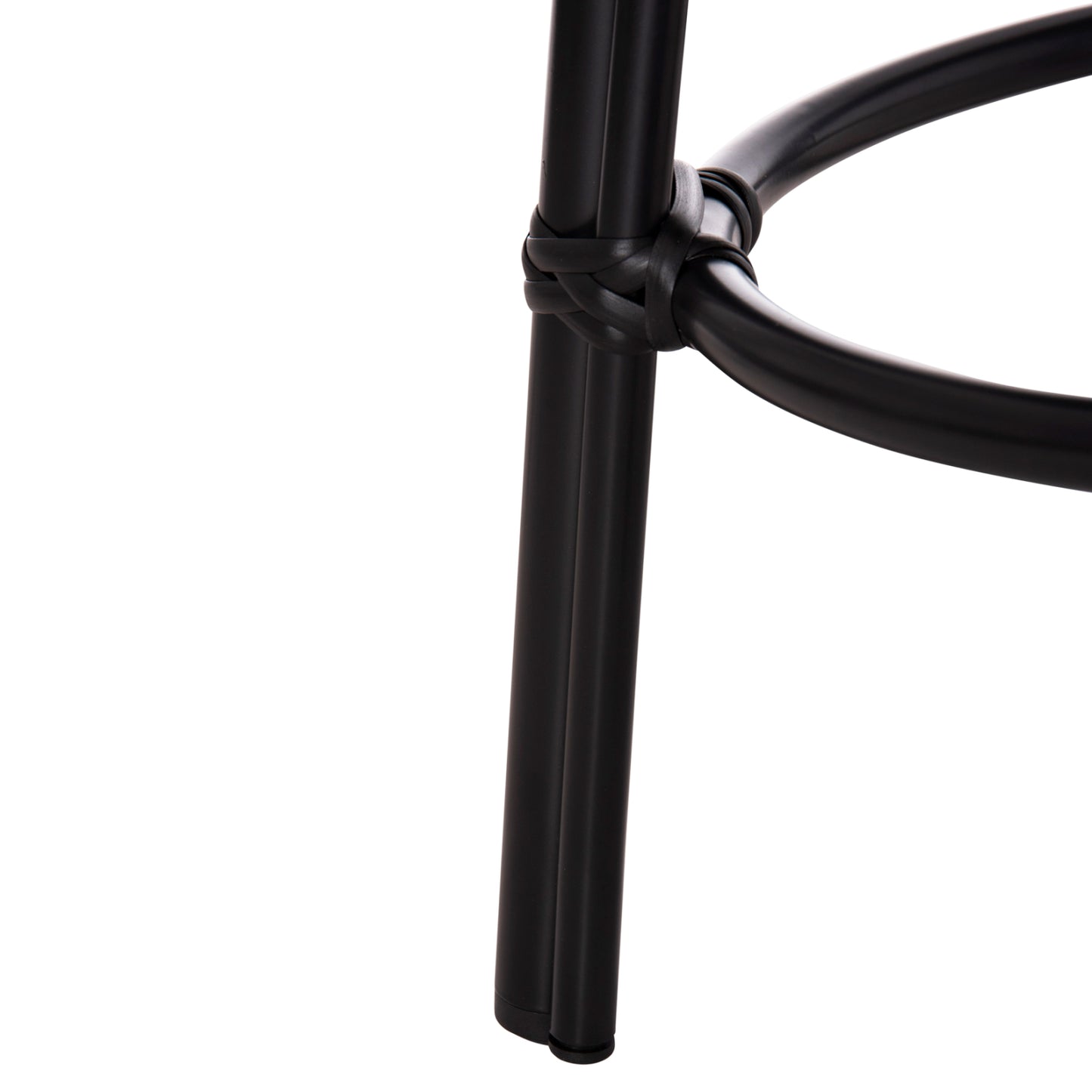 Aluminum Round Stool Chino Hm6285.02 Bamboo Look & Textilene In Black Φ36x46hcm.