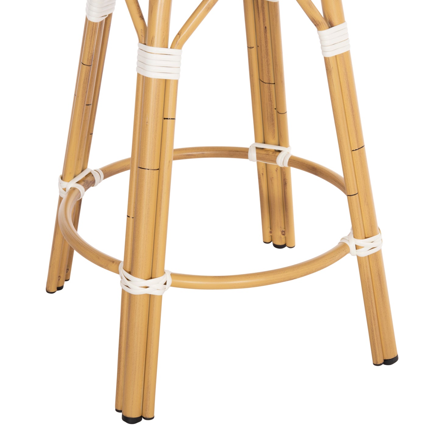 Aluminum Medium Height Bar Stool Chino Hm6286.05 Bamboo Look & Textilene In Blue 43x43x65hcm.