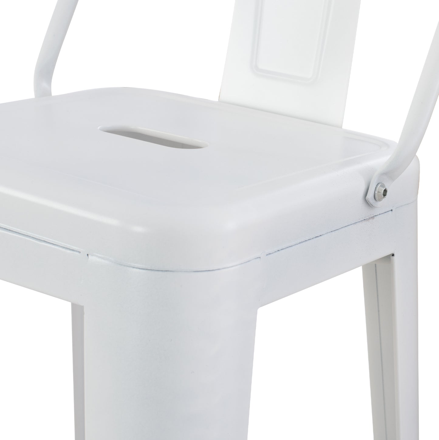 Bar Stool With Backrest Melita-pro Hm8643.41 Metal In Matte White 42x42x100hcm.