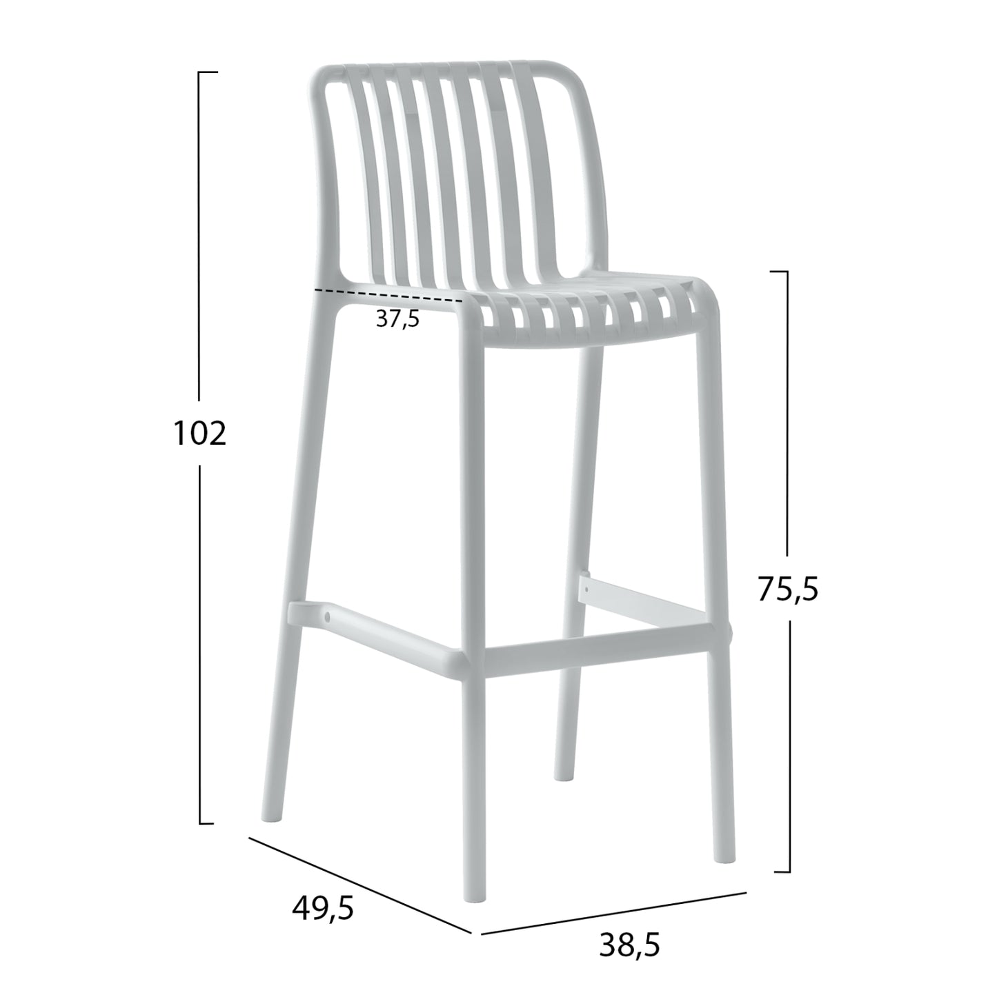 Bar Stool Polypropylene Convee Hm6098.01 White 38,5x49,5x102hcm.