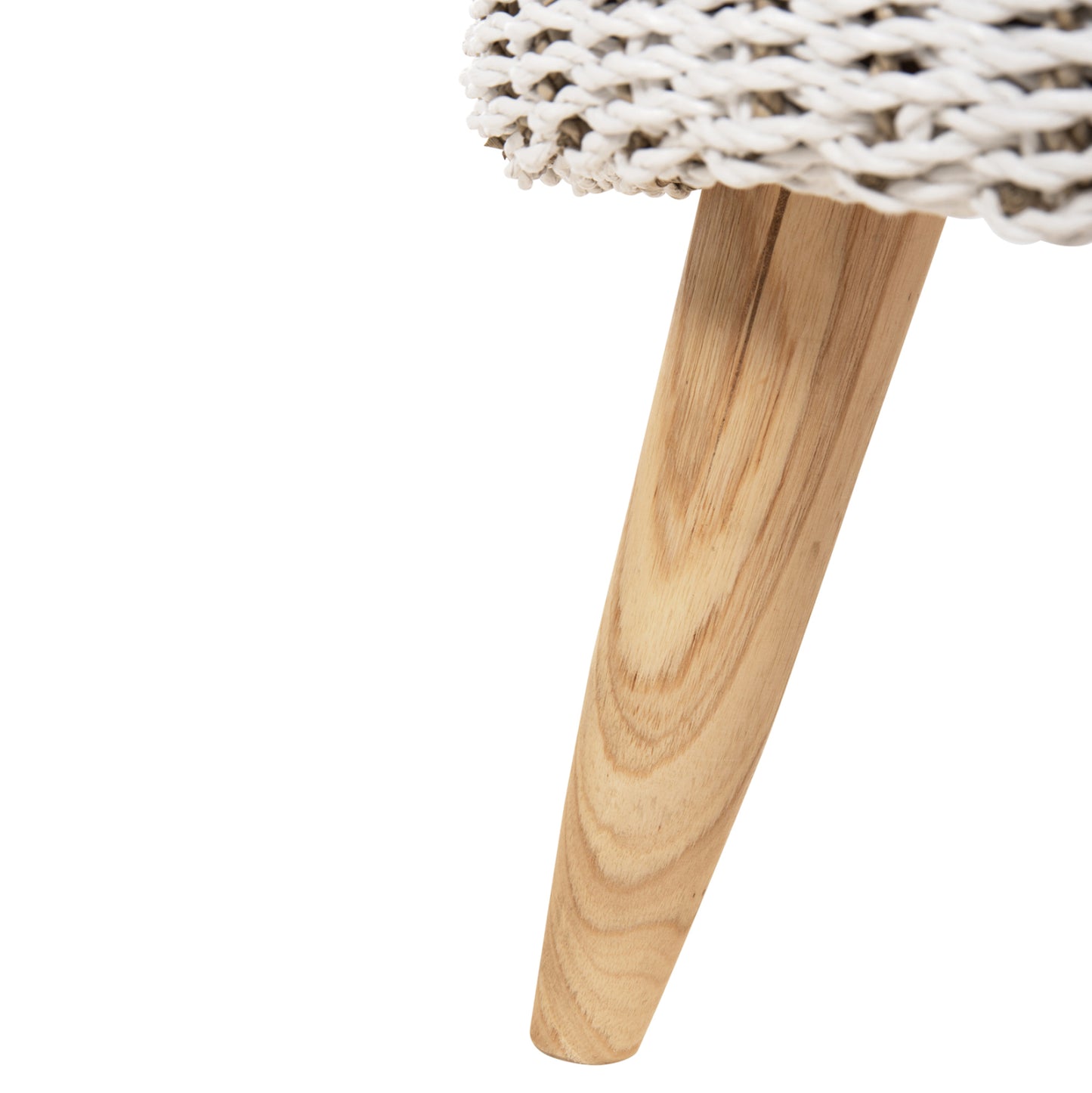 Stool Beam Hm7827.01 Teak Wood And Seagrass Rush In Natural & White Φ42x46hcm.