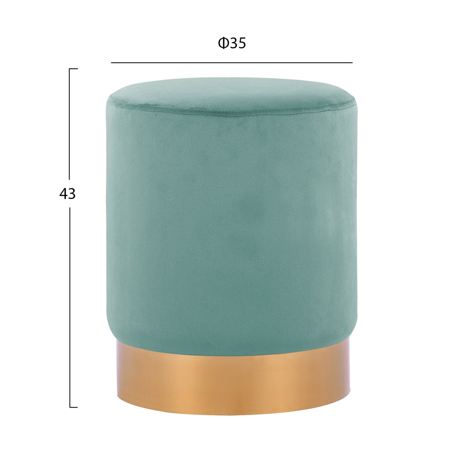 Stool Levy Hm8408.07 Pistachio Green Velvet With Gold Base Φ35x43hcm.