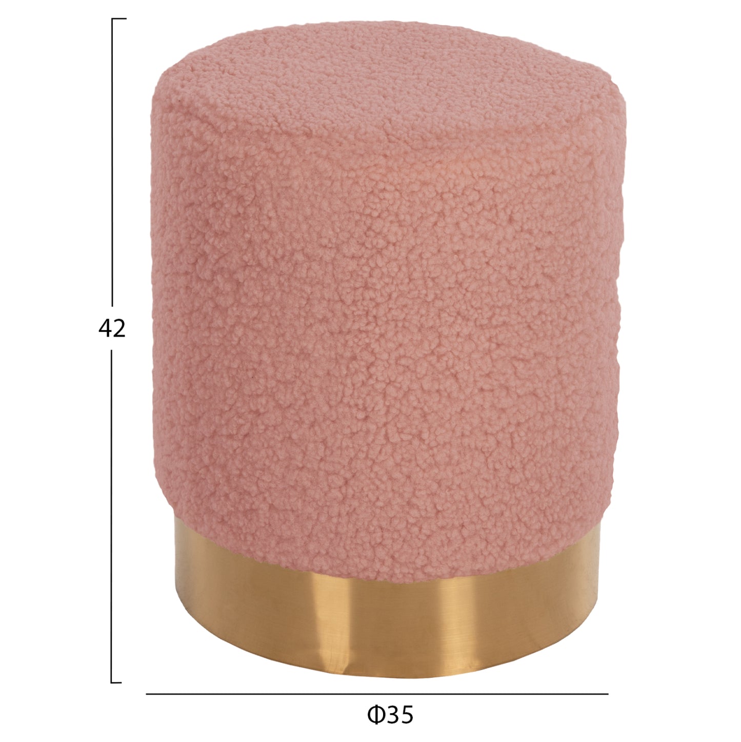 Stool Levy Hm8408.22 Boucle Fabric Dusty Pink-gold Base Φ35x42hcm.