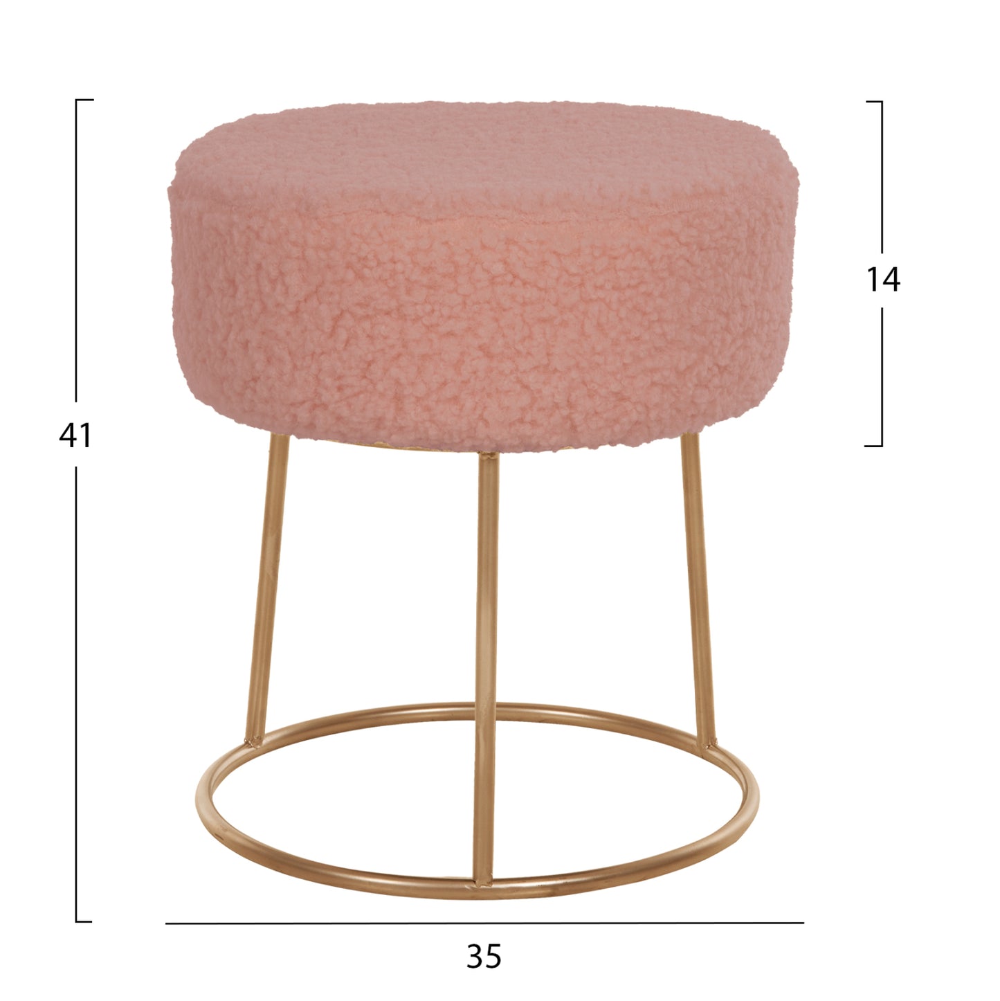 Stool Karlo Hm8411.22 Dusty Pink Boucle Fabric With Gold Base Φ35x41hcm.