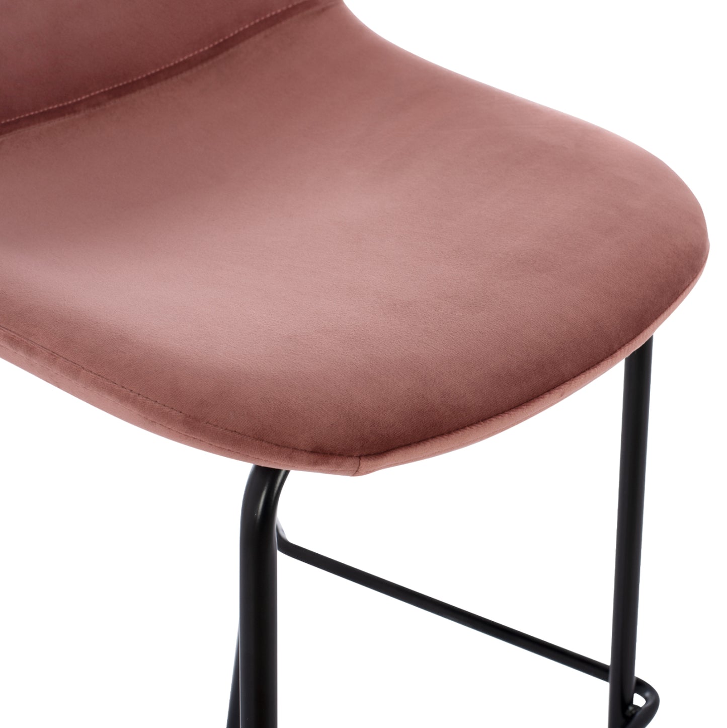 Hm9298.12 Bar Stool, Dusty Pink Velvet, Metal Legs, 47x51x96