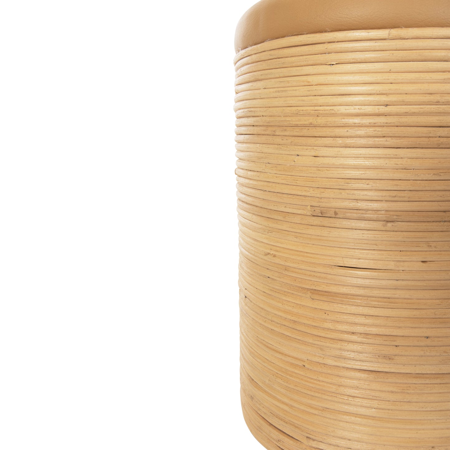 Round Stool Mitch Hm9886 Natural Rattan-beige Pu Seat Φ37x47hcm.