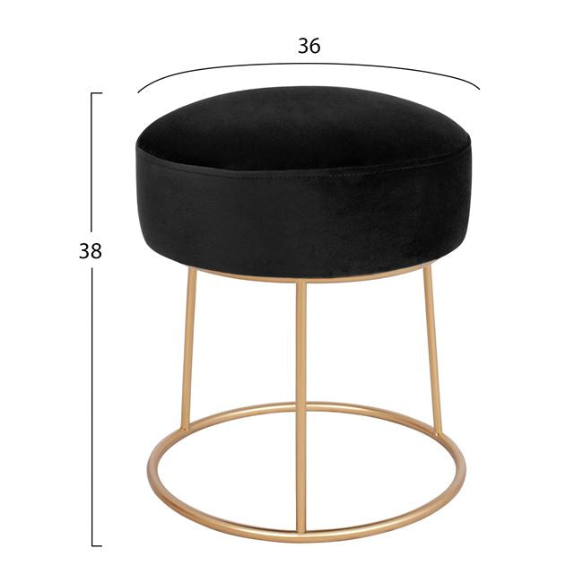 Stool Karlo Hm8411.04 Black With Velvet With Gold Base ''36x38 H Cm