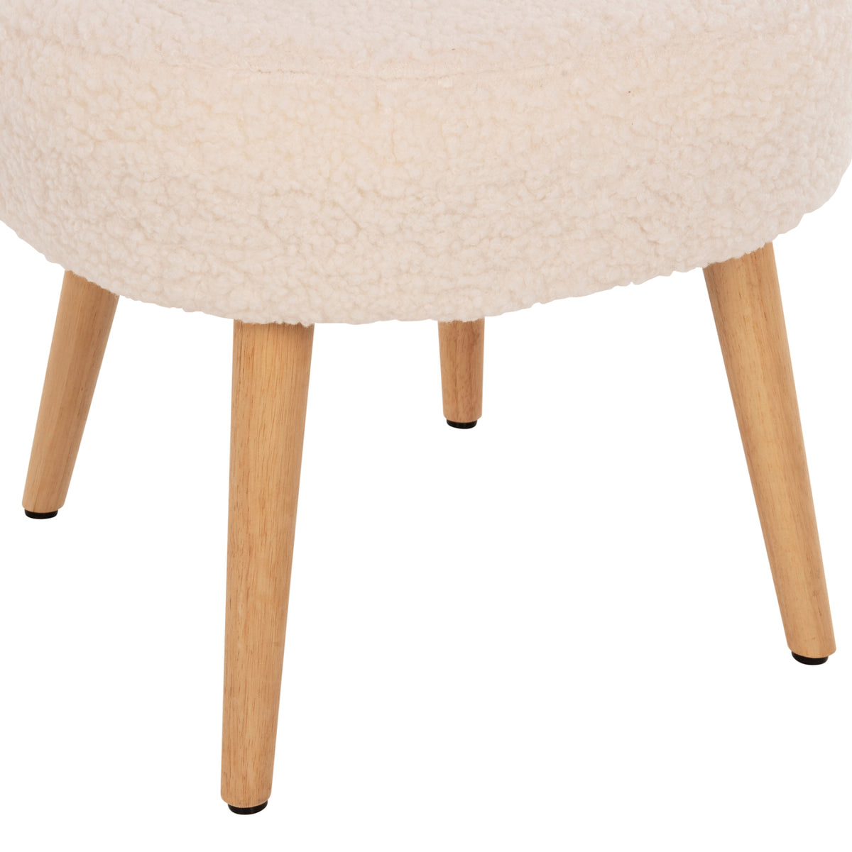 Stool Yasmine Hm8395.20 Low Backrest- Boucle Fabric In Ecru Color-wooden Legs 47x46x64,5hcm.