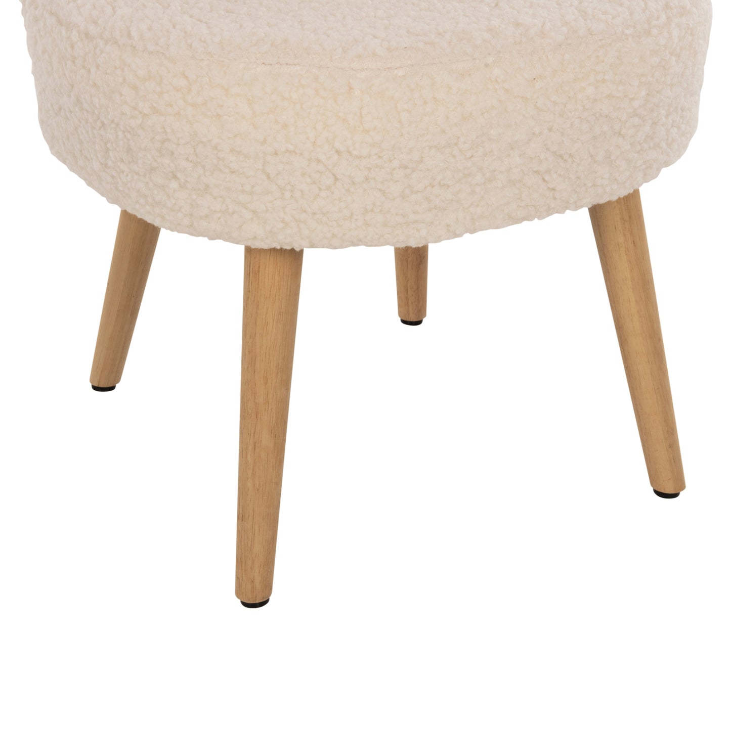 Stool Yasmine Hm8395.23 Low Backrest- Boucle Fabric In White Color-wooden Legs 47x46x64,5hcm.