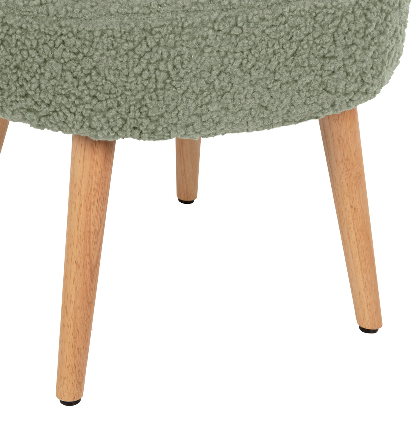 Stool Yasmine Hm8395.27 Low Backrest- Boucle Fabric In Pistachio Green Color-wooden Legs 47x46x64,5hcm.