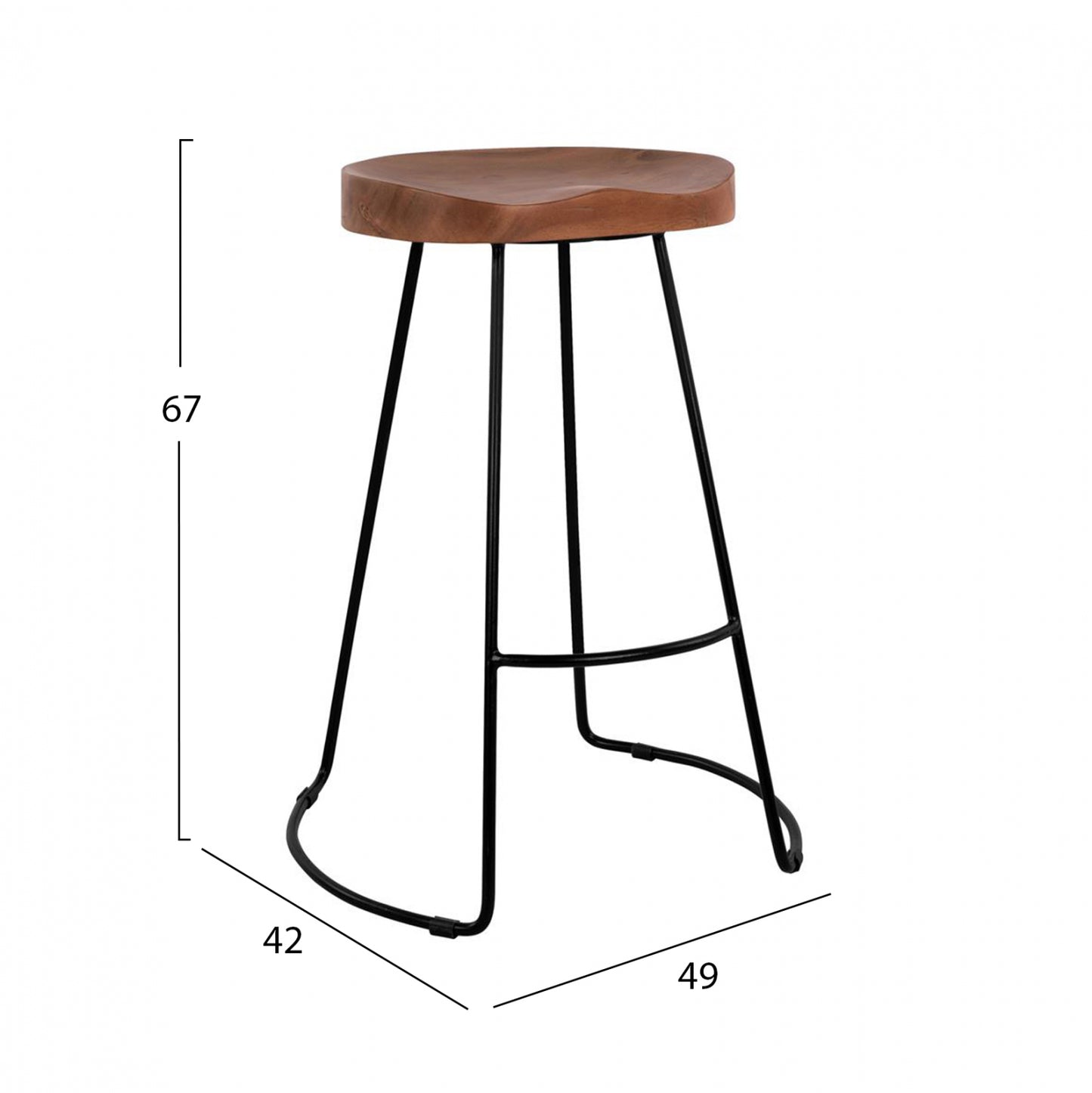 Bar Stool Hm8487.11 From Solid Acacia Wood