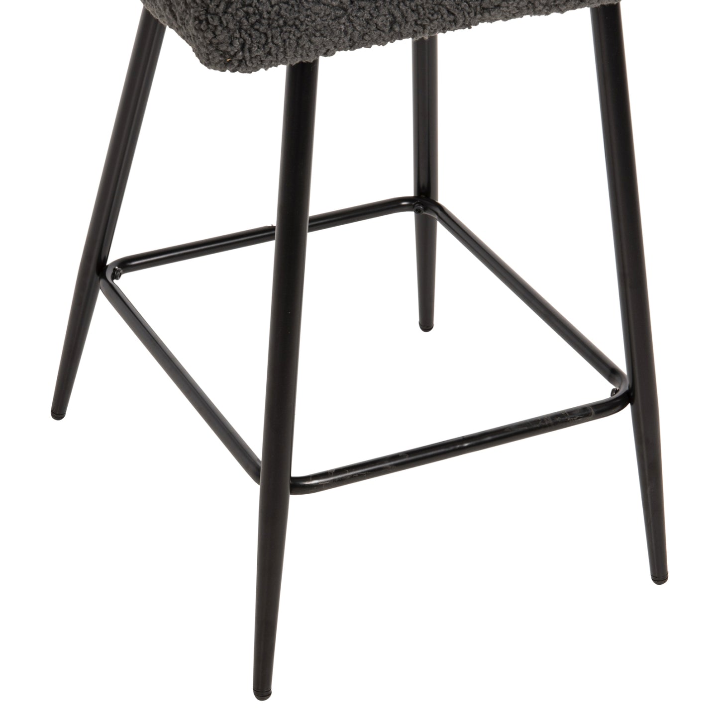 Bar Stool Medium Height Strike Hm8592.01 Grey Teddy Fabric-black Metal Legs 50x50x94,5hcm.