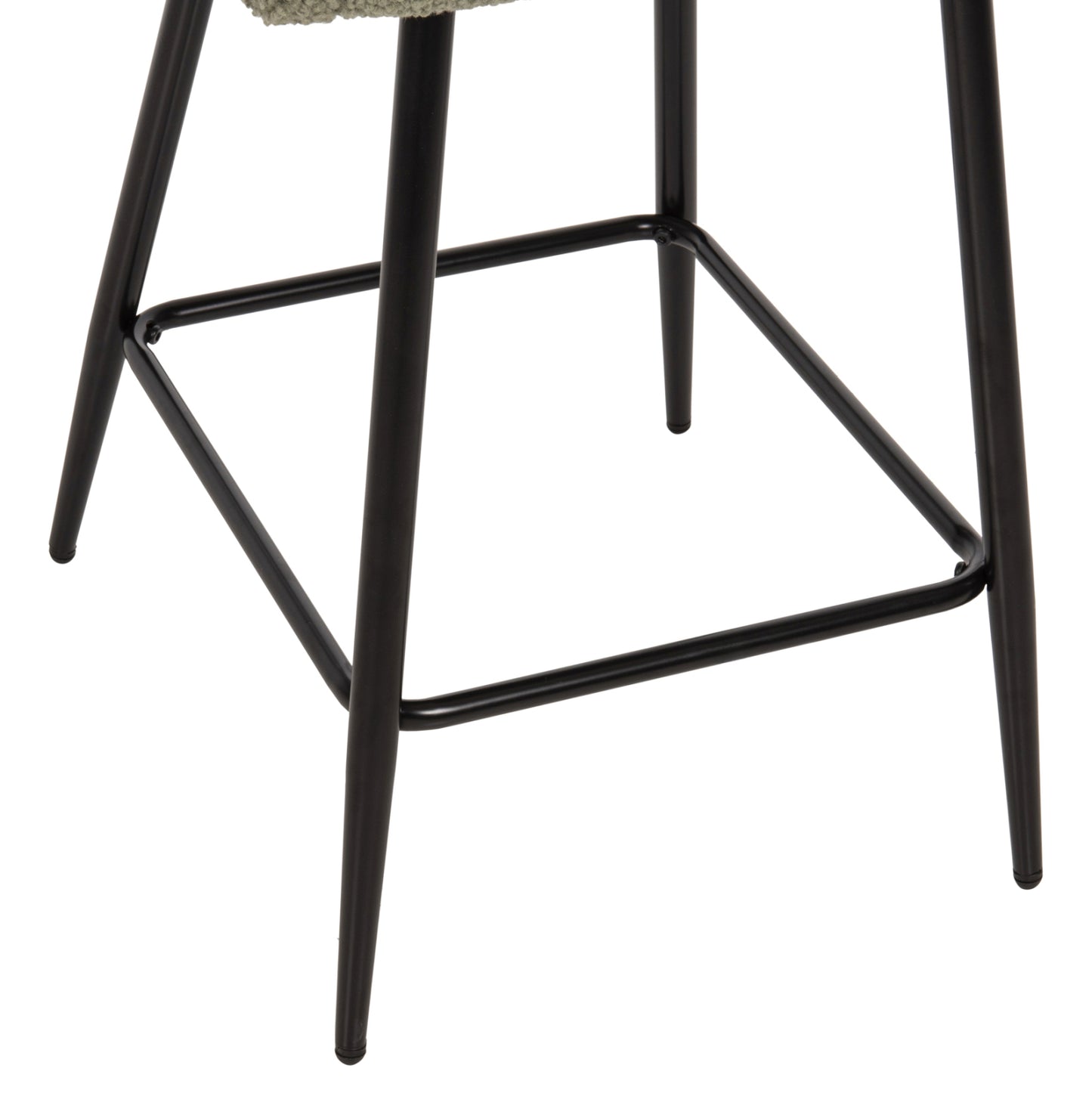 Bar Stool Medium Height Strike Hm8592.03 Pistachio Green Teddy Fabric-black Metal Legs 50x50x94,5hcm.