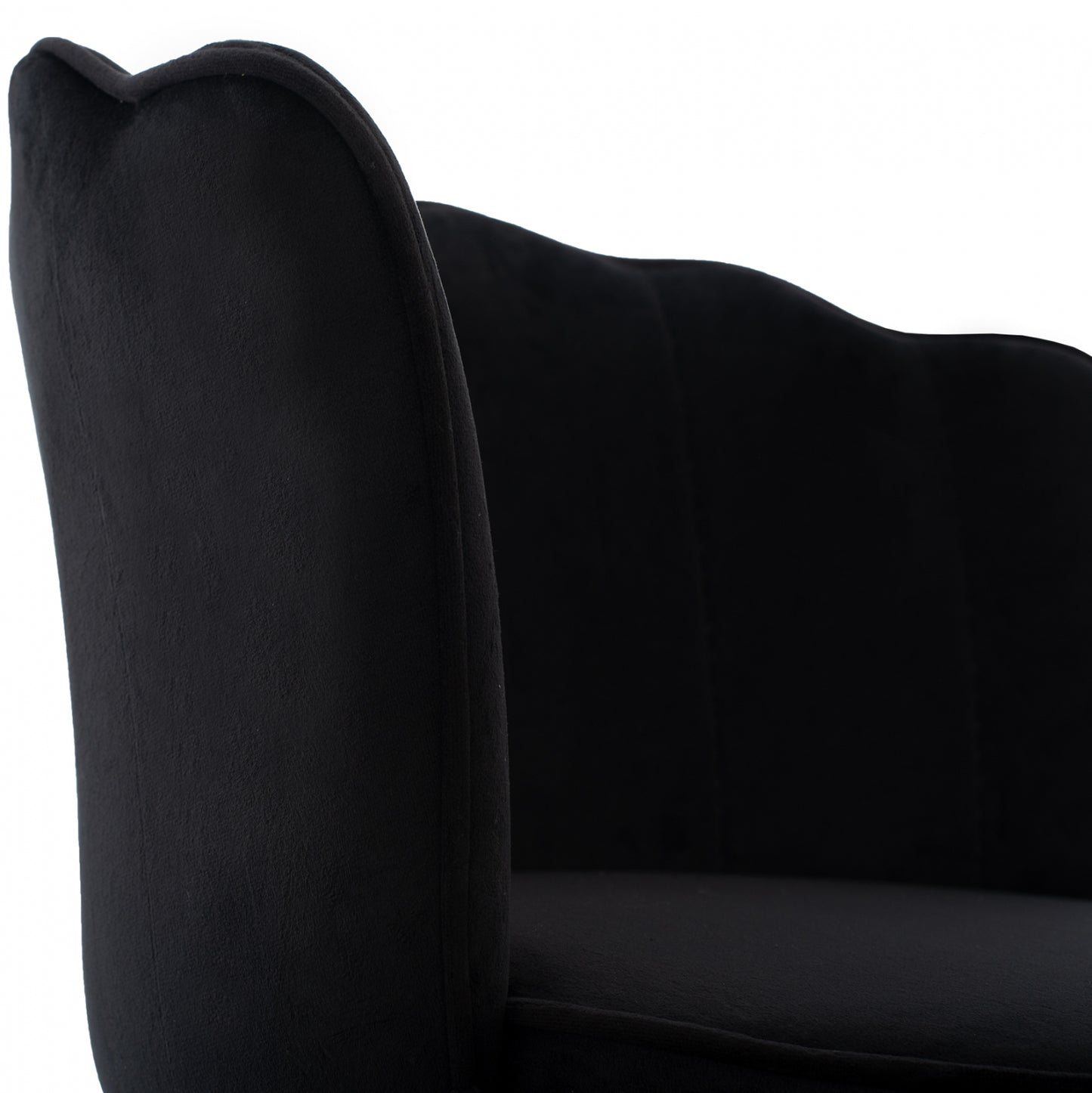 Medium Height Stool Hm8736.04 Black Velvet With Metal Frame 50x50x90 Cm.