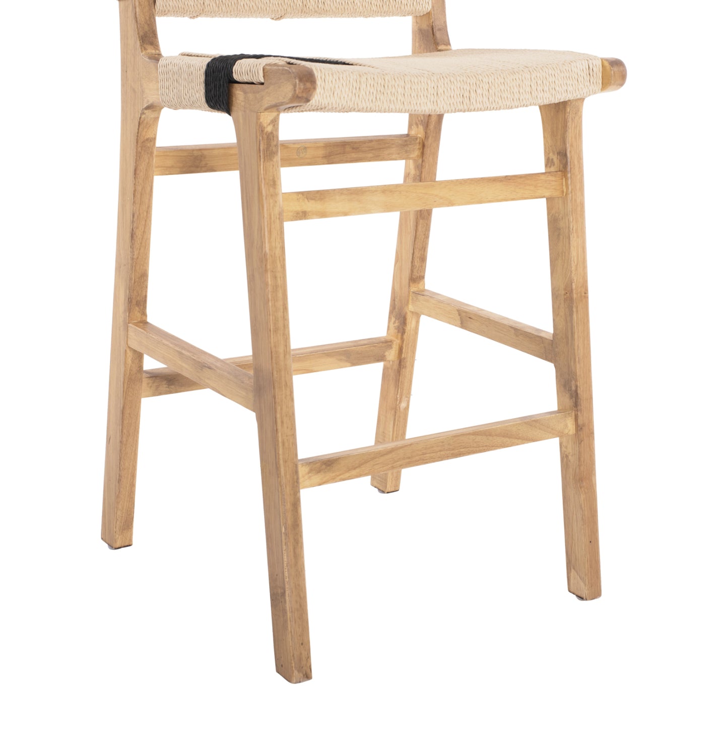 Barstool Medium-height Hm9325.01 Rubberwood & Rope- Natural Rustic Color 45x46x95hcm.