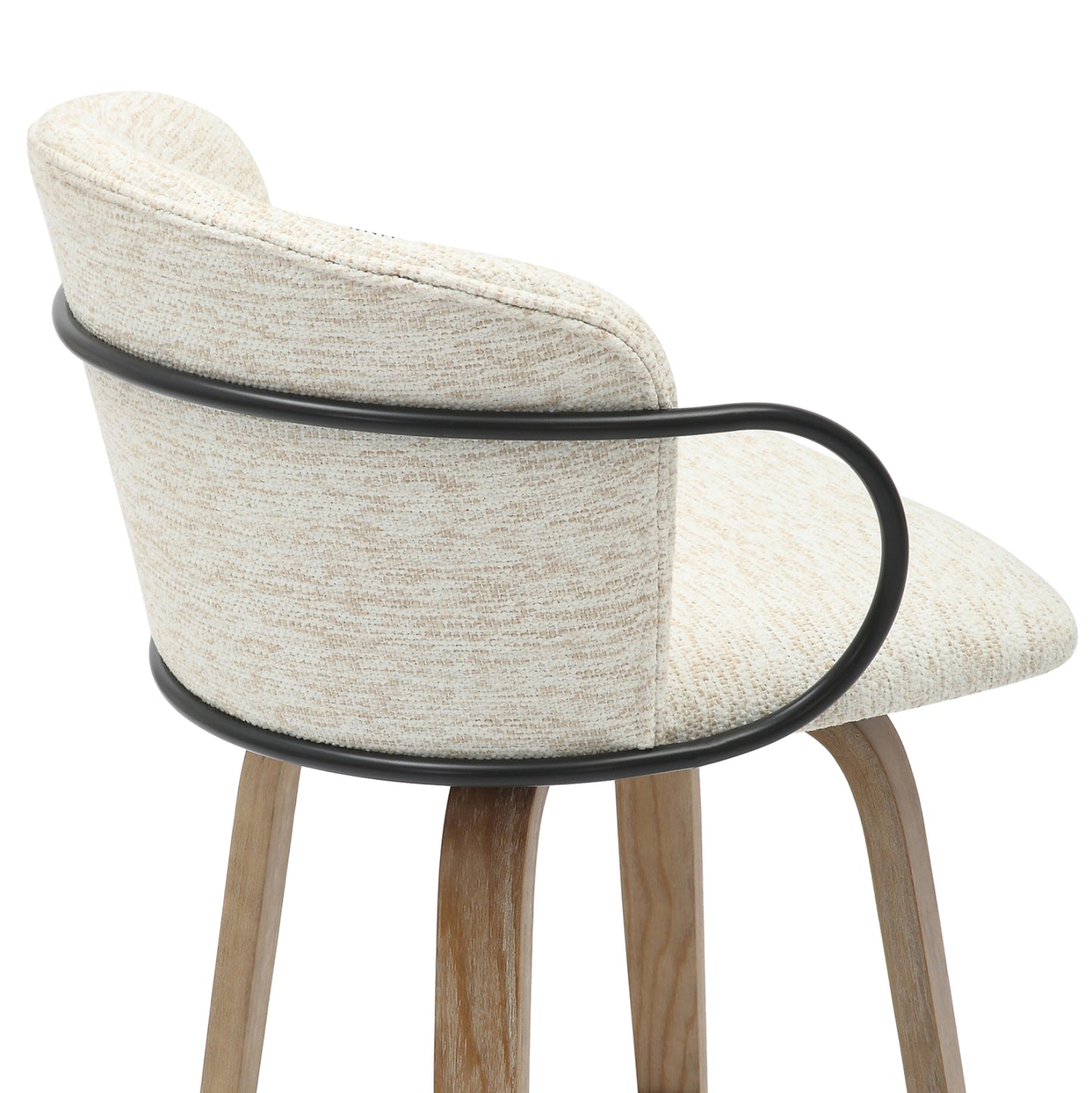 Bar Stool Med.height Nebor Hm9986.01 Plywood Legs-black Metal-ecru Fabric 53,5x51x90hcm.