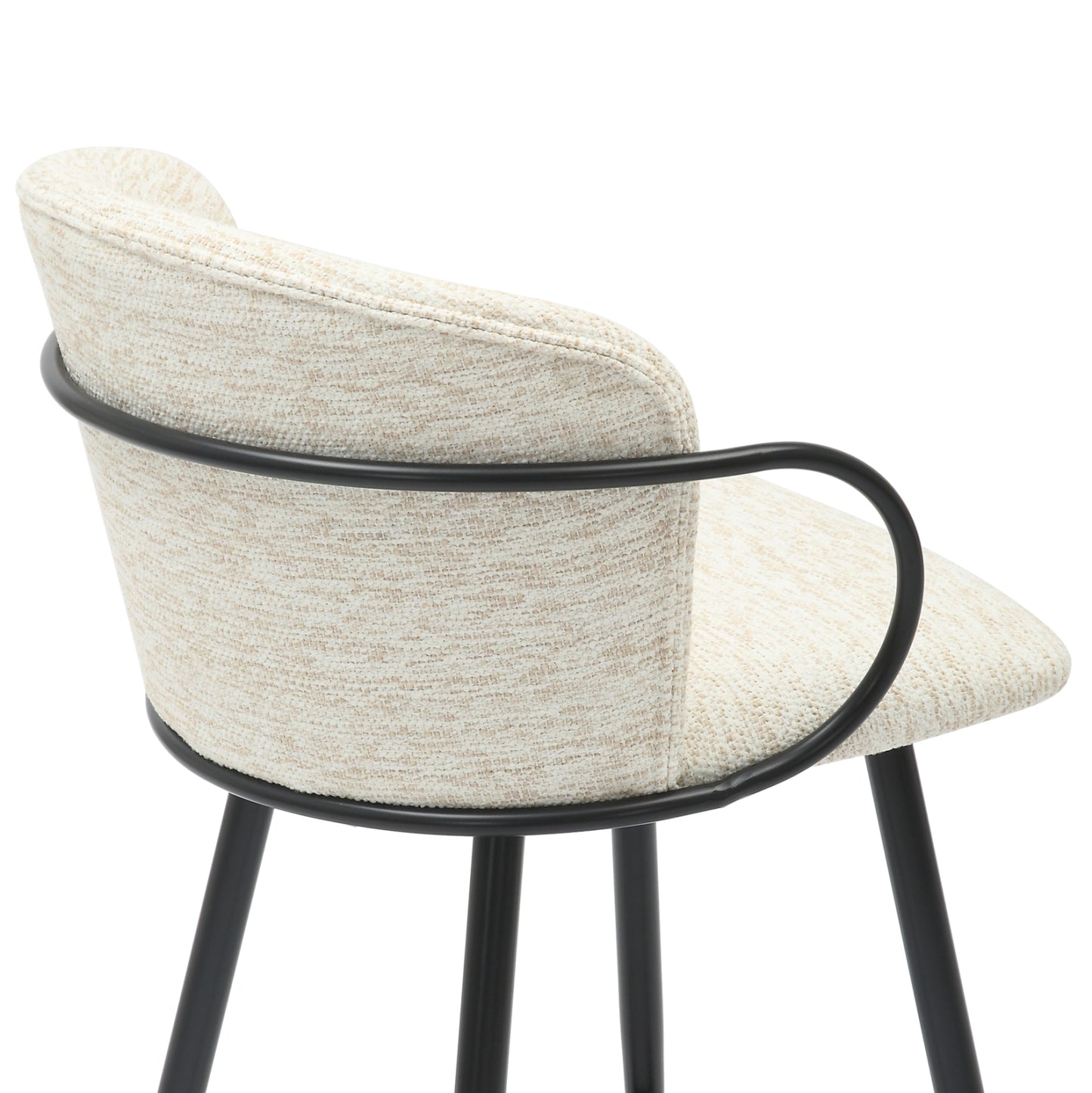 Bar Stool Med.height Nebor Hm9986.02 Black Metal Frame-ecru Fabric 53,5x51x90hcm.