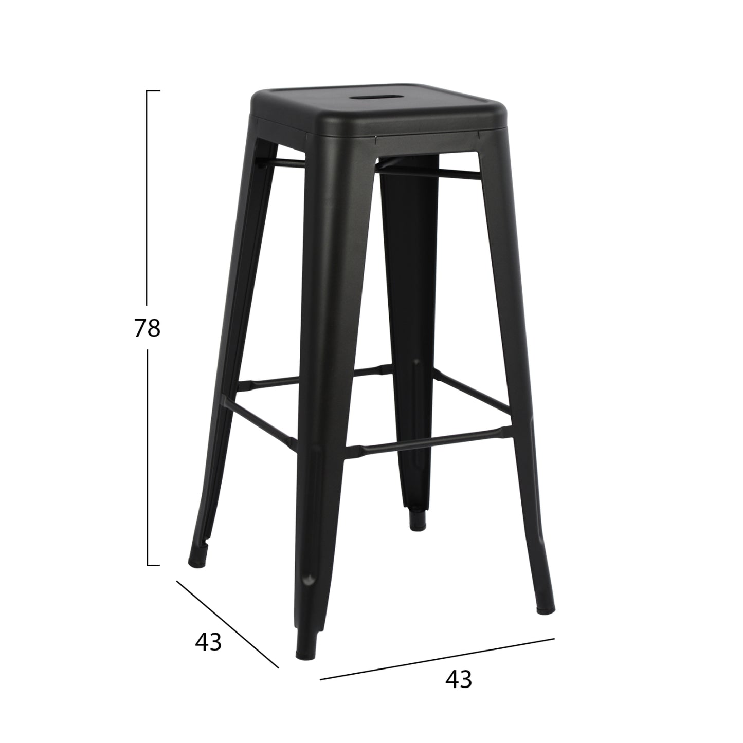 Bar Stool Melita-pro Hm8642.42 Metal In Black Matte 43x43x78hcm.