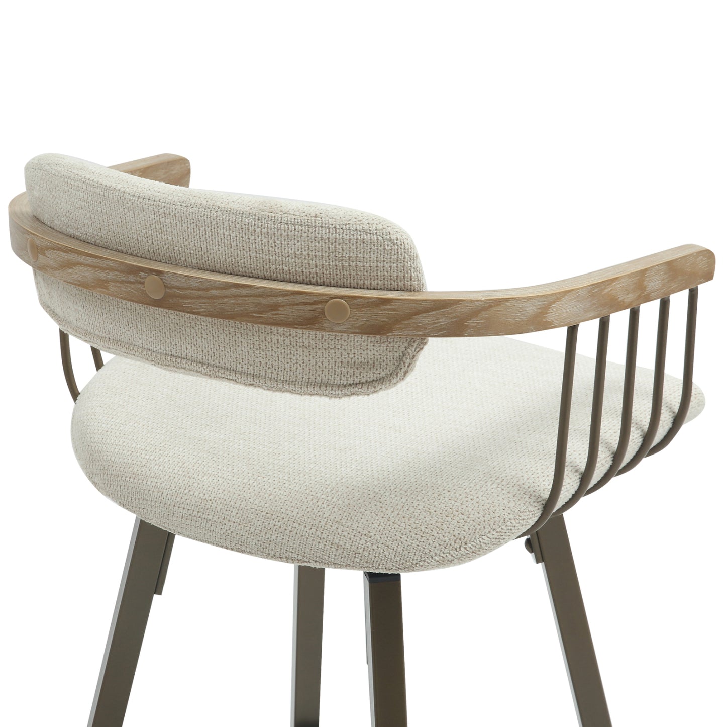 Bar Stool Swivel Lang Hm9990.01 Antique Copper Metal Frame-ecru Fabric 51,5x48,5x89,5hcm.