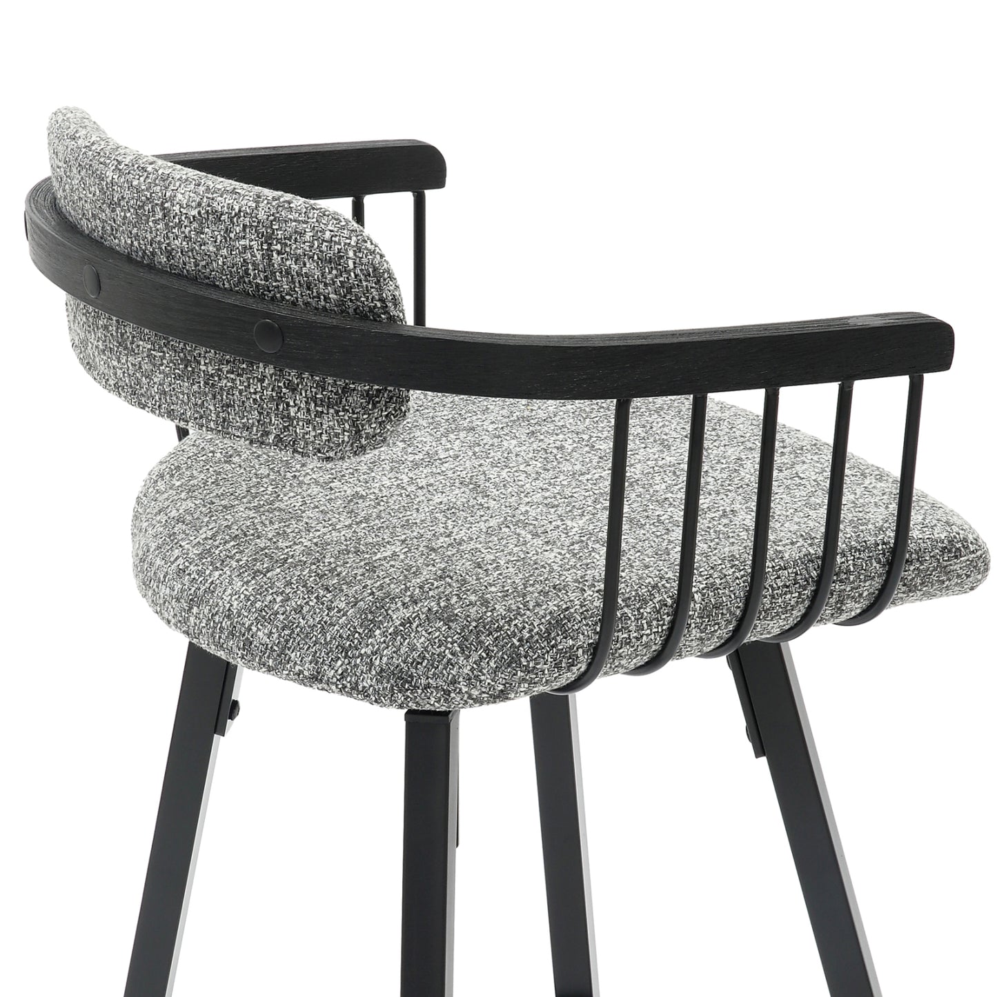 Bar Stool Swivel Lang Hm9990.02 Black Metal Frame-grey Fabric 51,5x48,5x89,5hcm.