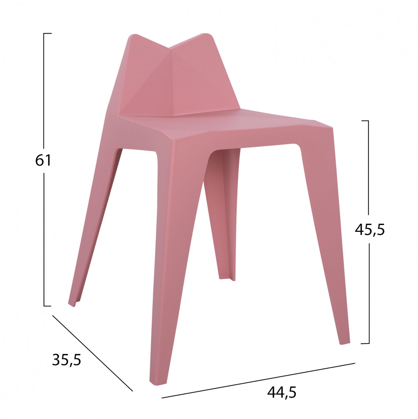 Stool Polypropylene Pink Homer Hm8005.20 44,5x35,5x61 Cm
