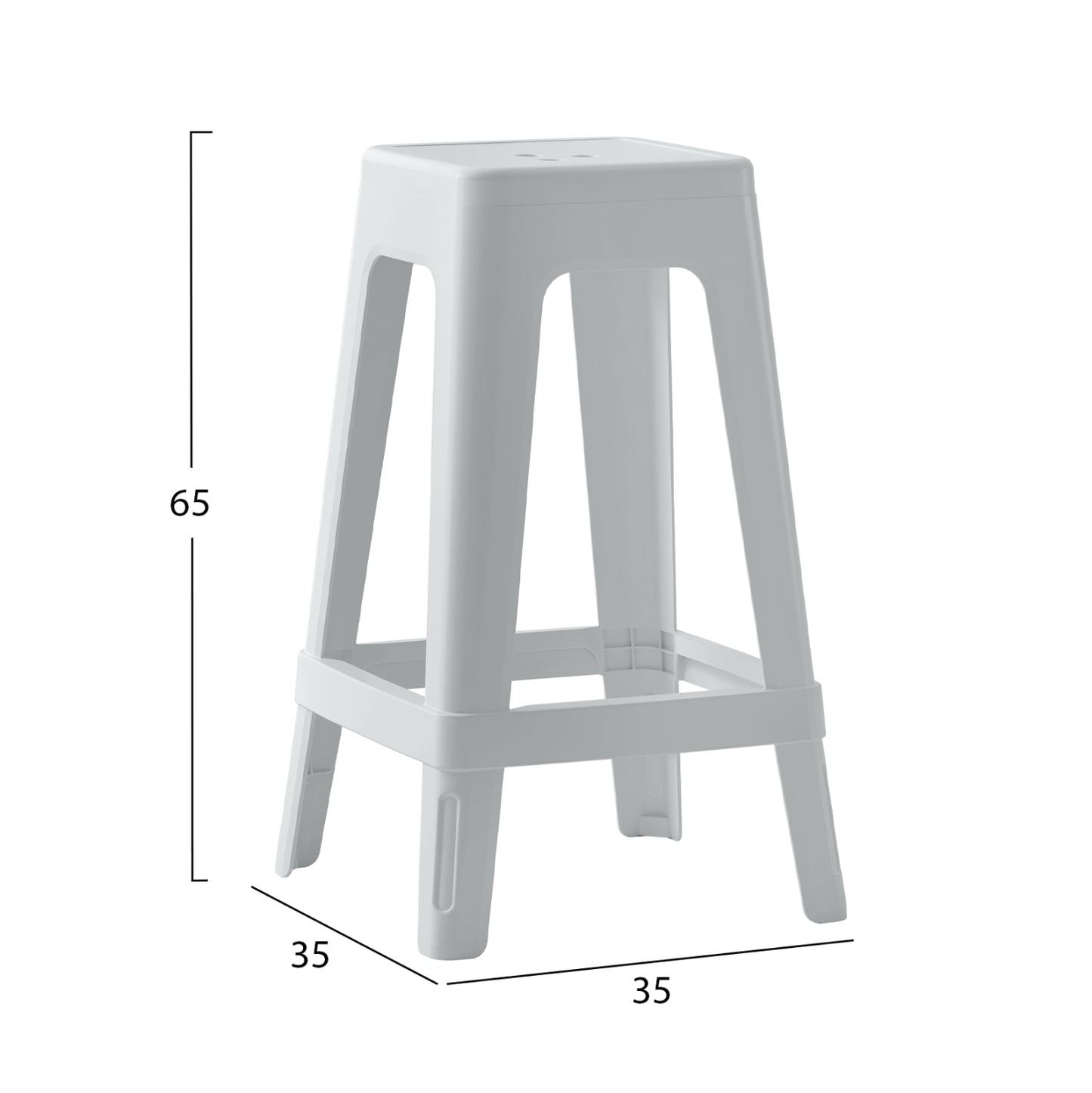 Polypropylene Stool Square Zeb Hm6128.01 White 35x35x65hcm.
