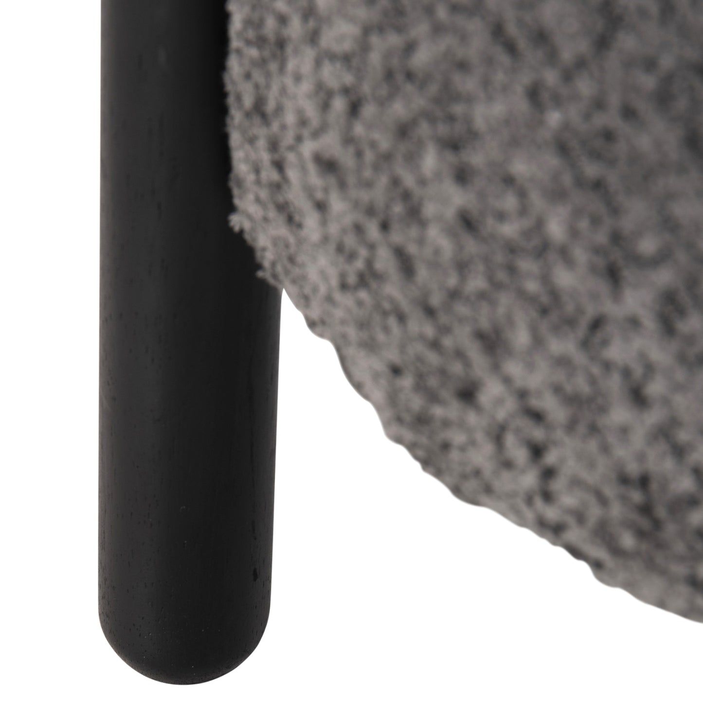Stool Round Ewan Hm9596.01 Grey Boucle Fabric-black Metal Legs Φ45x36hcm.