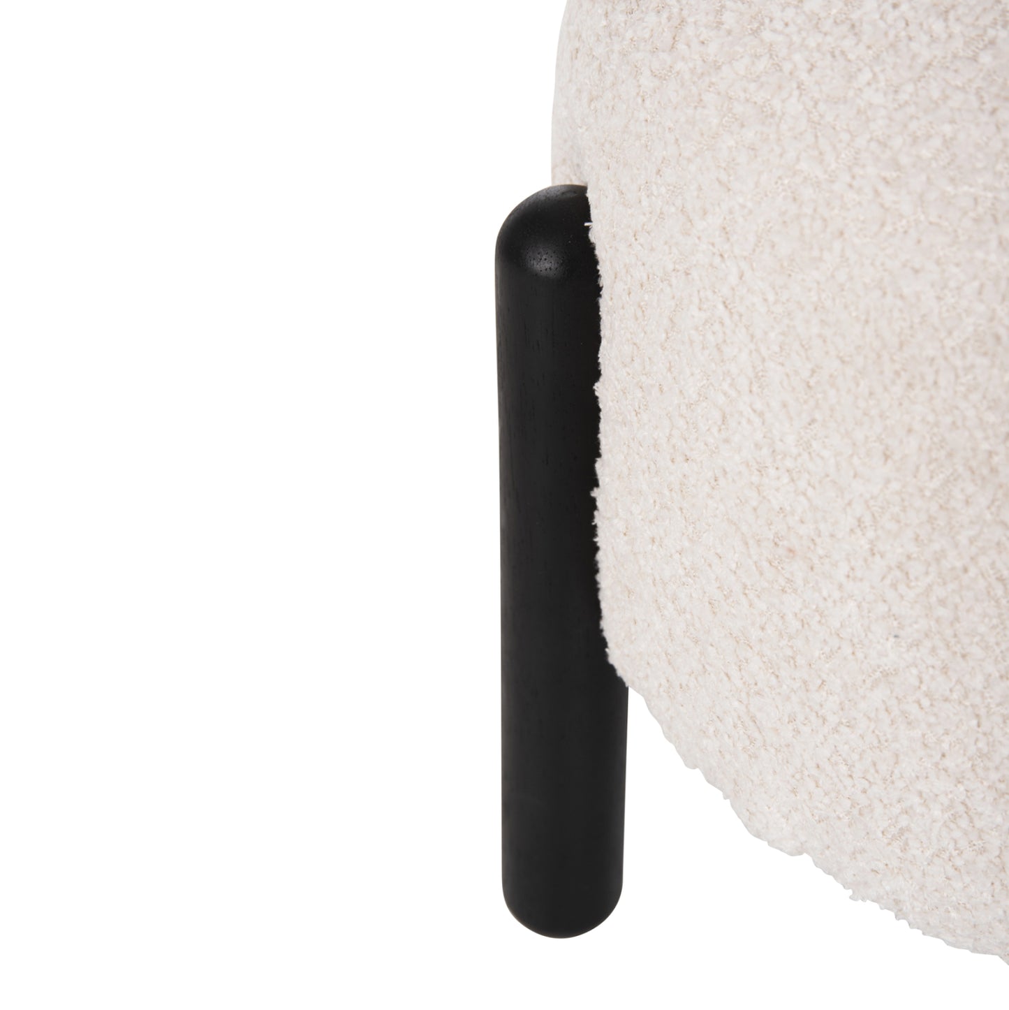 Stool Round Ewan Hm9596.06 Ecru Boucle Fabric-black Metal Legs Φ45x36hcm.