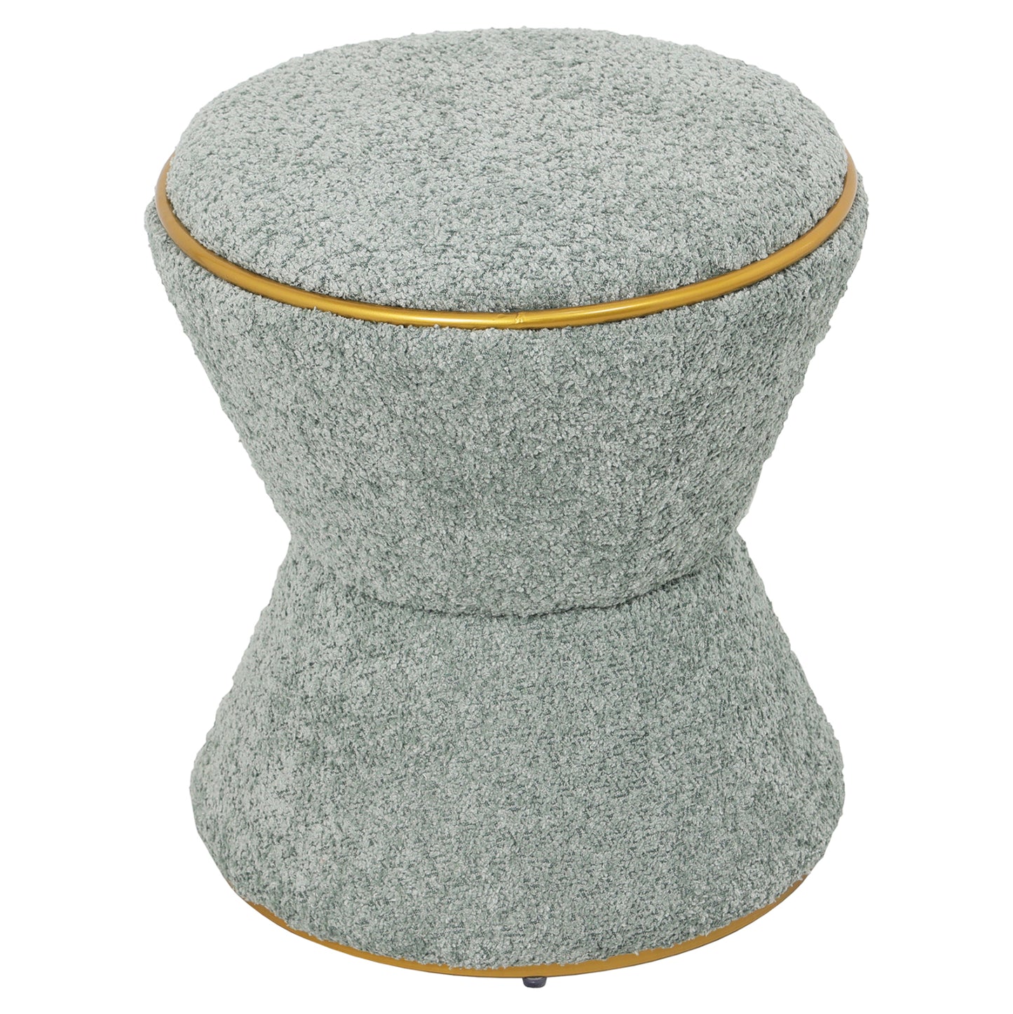 Stool Round Linner Hm9604.15 Boucle Fabric Pistachio Green-gold Detail Φ38,5x43hcm.
