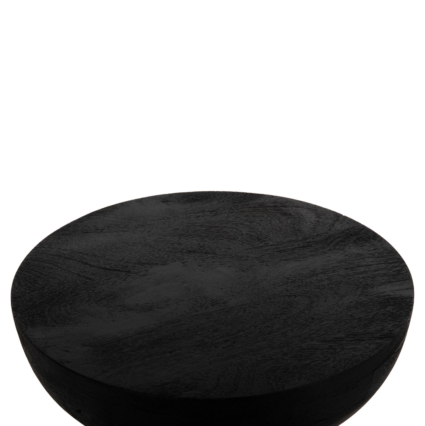 Stool Round Scallop Hm9702 Solid Mango Wood In Black Φ35x45hcm.