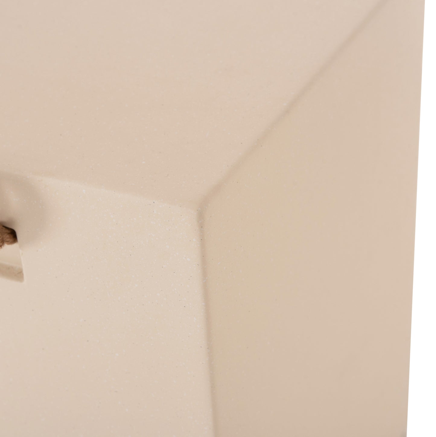Square Stool With Rope Handles Zak Hm6581.02 Fiber Cement In Beige 36x36x45.5hcm.
