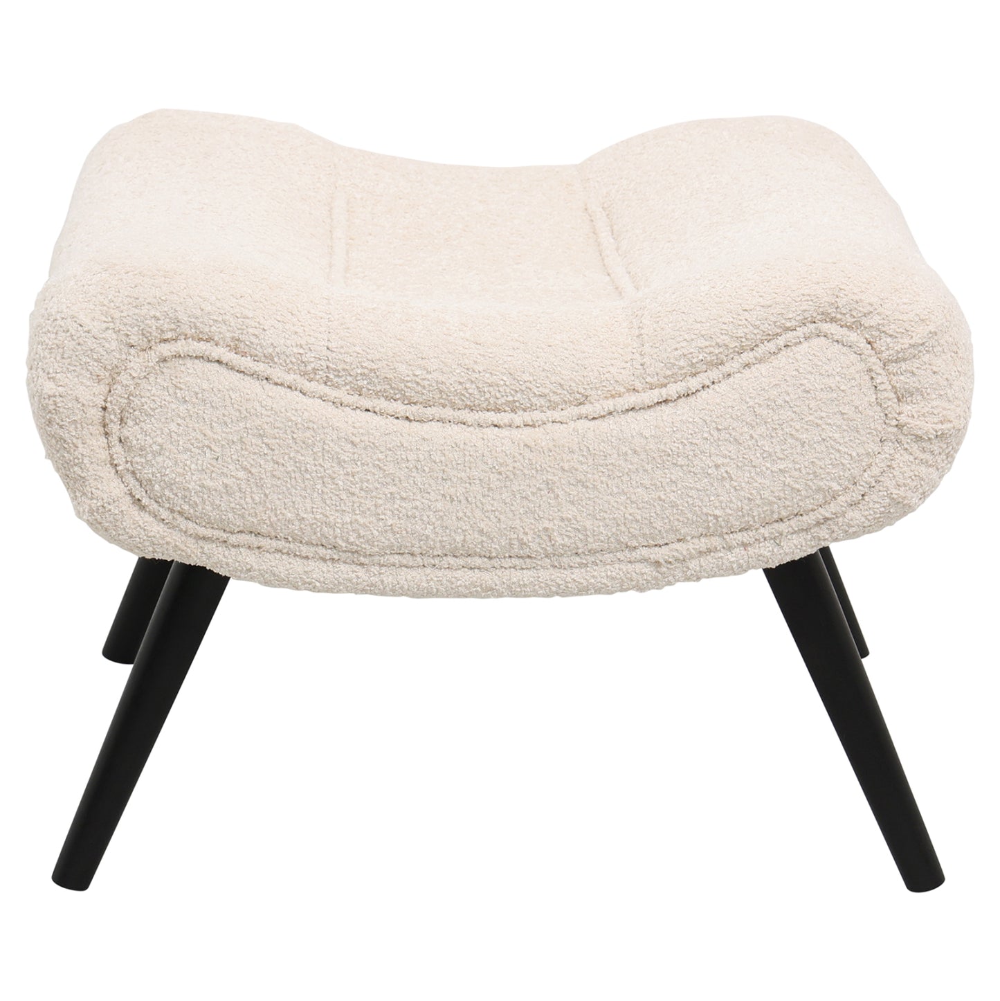 Stool-footrest Brym Hm9606.06 Ecru Boucle Fabric-black Wooden Legs 68x58x40hcm.