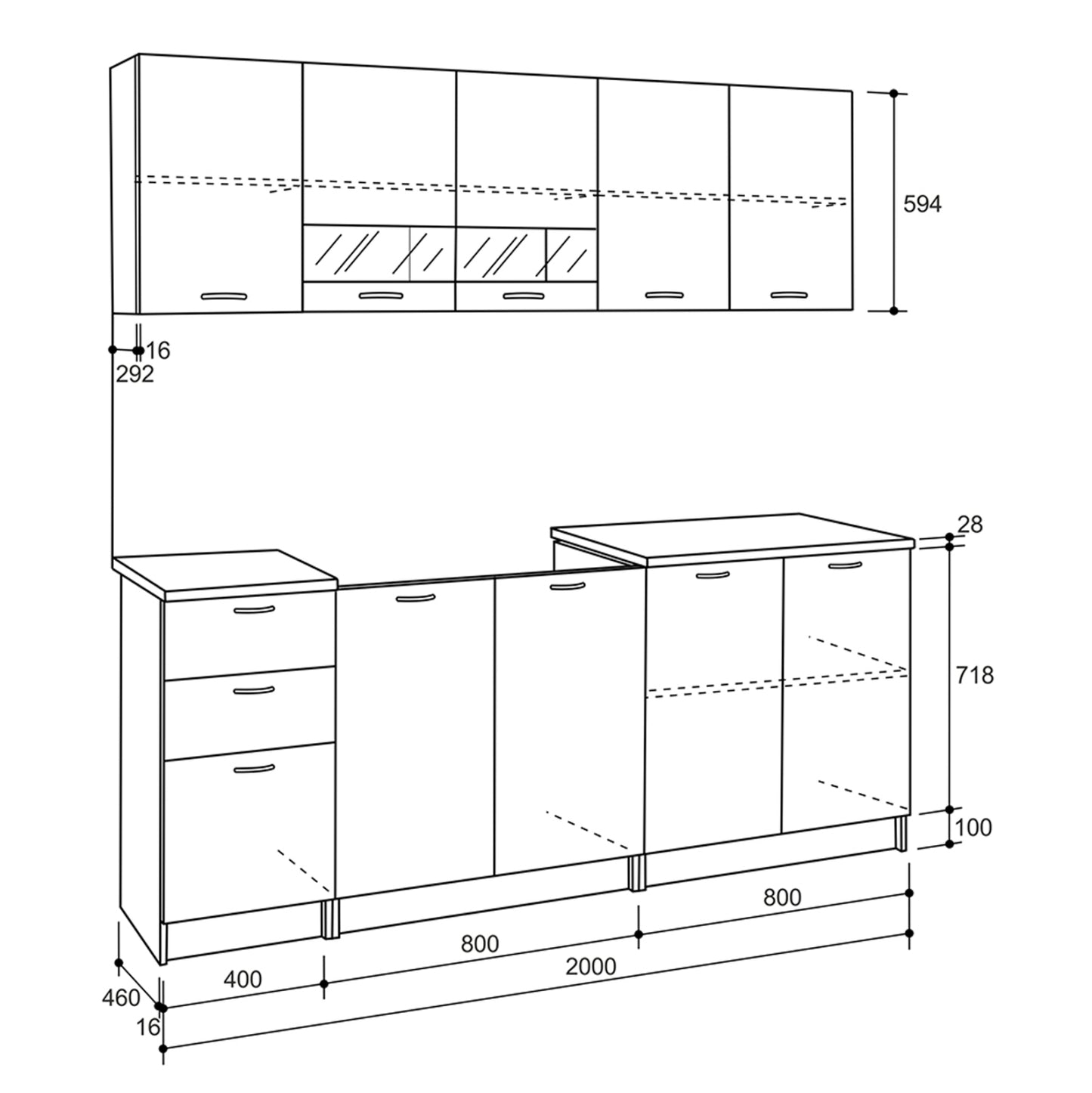 Kitchen Unit Melamine Sonama-white Hm2443 200x46-29.2 Cm.