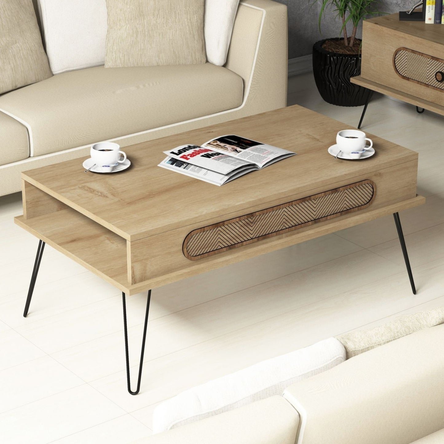 Living Room Composition Hm11851.02 2pcs Melamine In Natural Oak