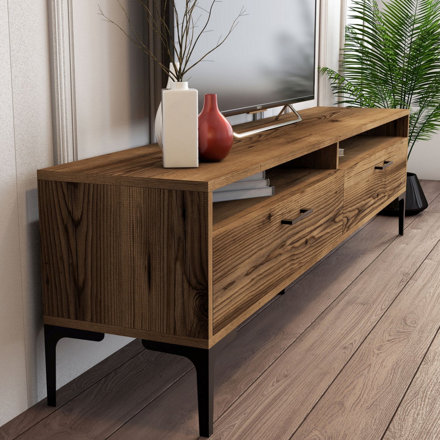 Living Room Composition Hm11856.01 2pcs Melamine In Walnut