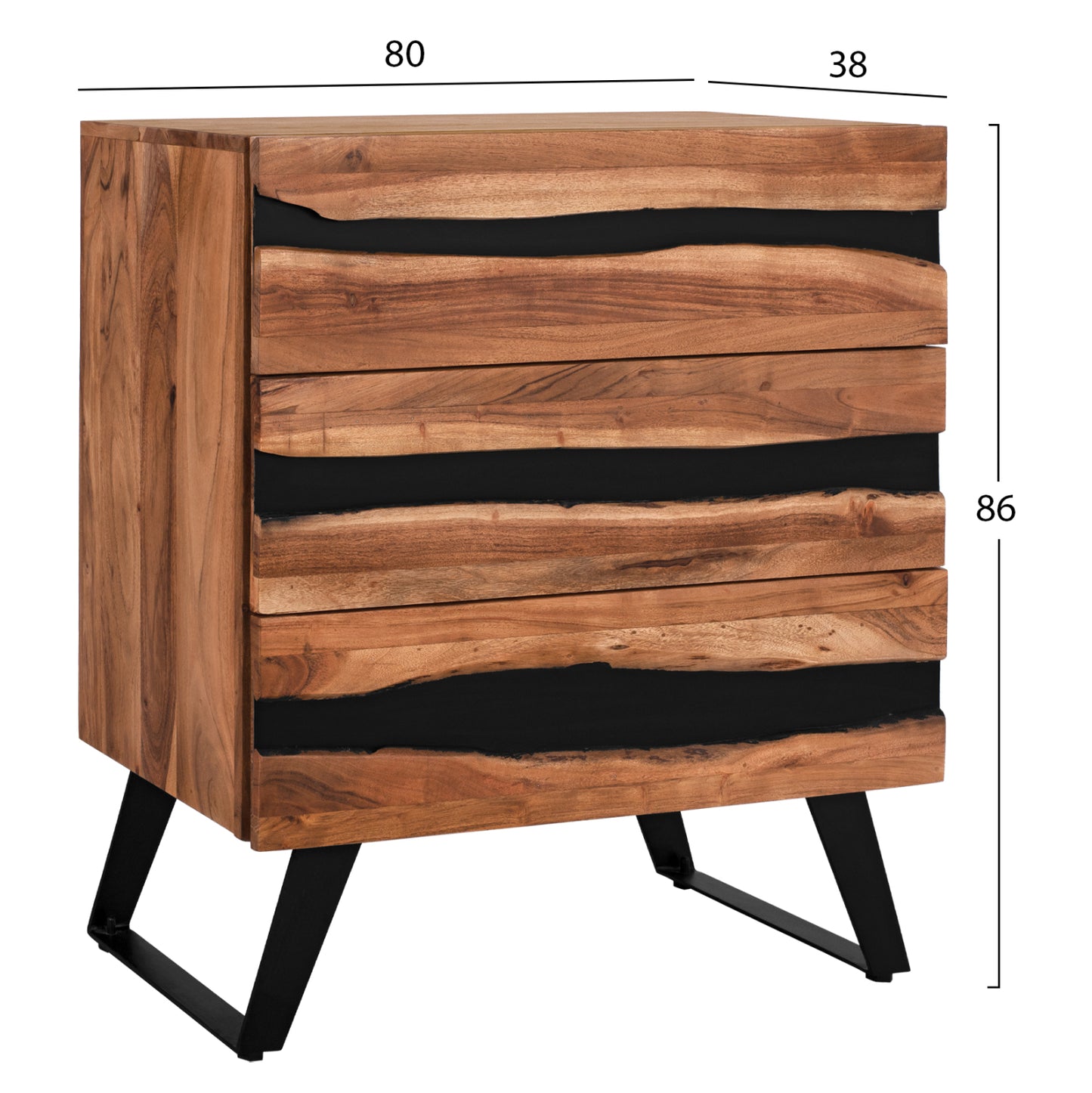 Drawer Alicia Hm8361.11 From Solid Acacia Wood 80x38x86 Cm.