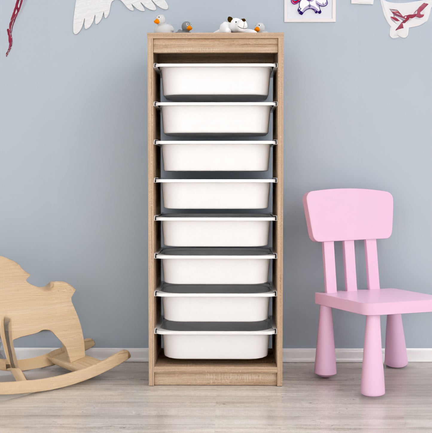 Chest Of Drawers Sani Hm18201.03 Melamine In Sonama-white P.e. Drawers 45,5x29,6x118.5hcm.