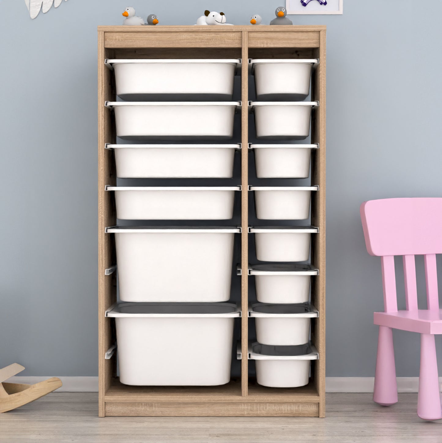 Chest Of Drawers Sani Hm18202.03 Melamine In Sonama-14 White P.e. Drawers 69x29,6x112,2hcm