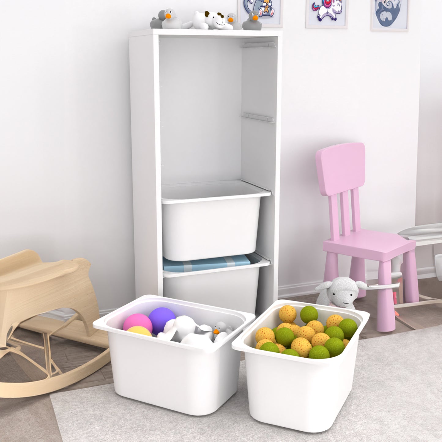 Chest Of Drawers Sani Hm18216.01 Melamine In White-4 White P.e. Drawers 45,5x30x109hcm.