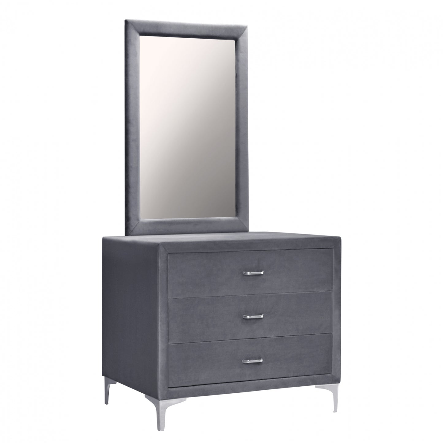 Toilet With Mirror Lyon Hm596.01 From Grey Velvet With Silver Legs 97x56x178cm