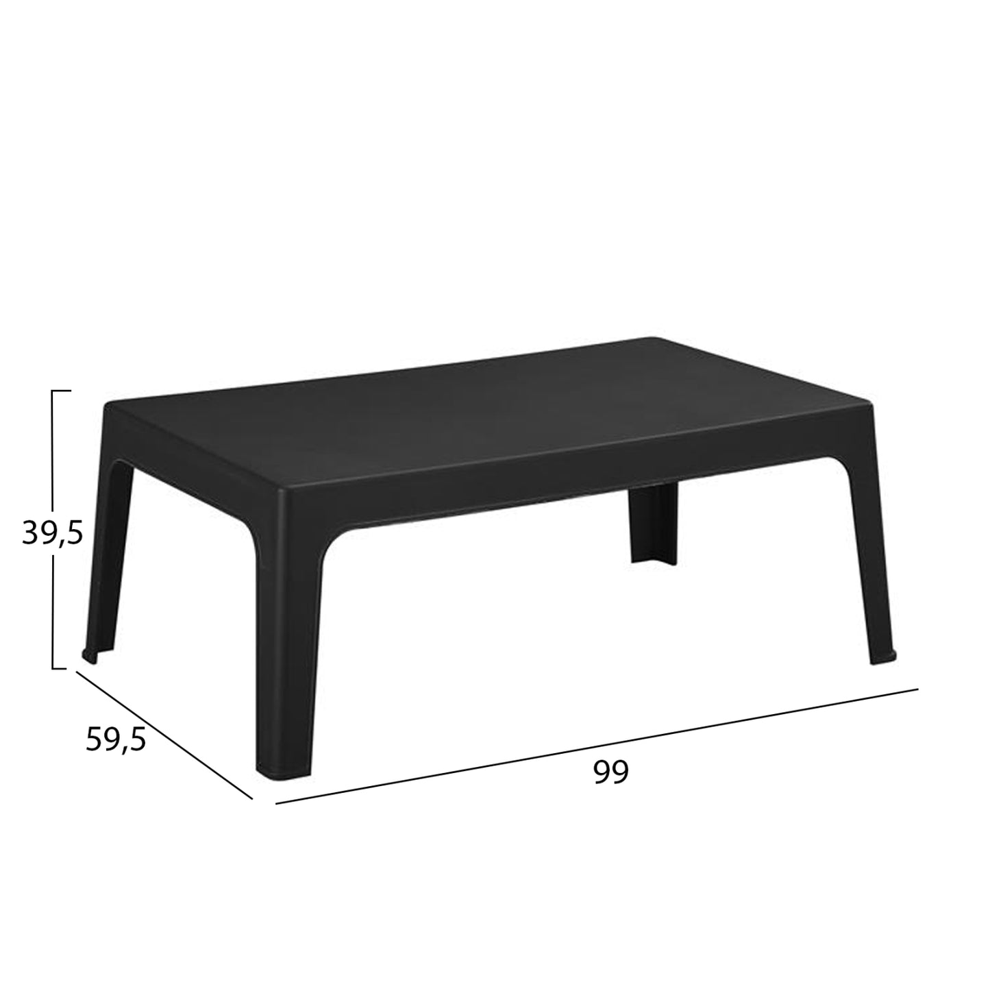 Rectangular Coffee Table Sleek Hm6367.02 Polypropylene In Black 105x64x40hcm.
